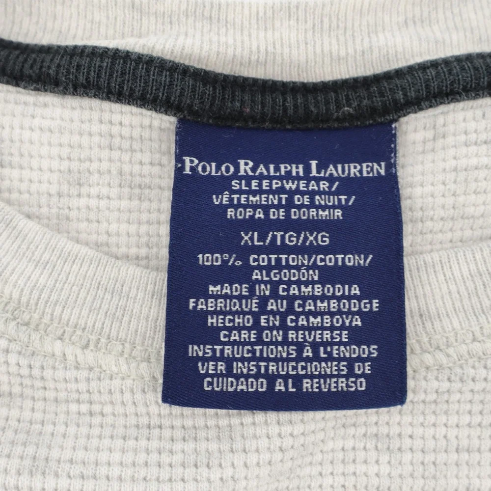 Polo Ralph Lauren Thermal Waffle Knit Mens Long‎ Sleeve Shirt Crew Neck Gray XL